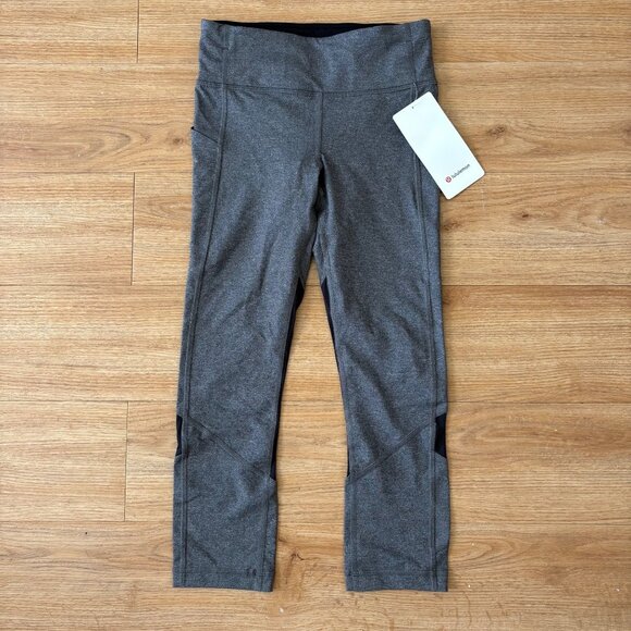 Lululemon Athletic Pace Rival MR Crop Yoga Pants 22” Heathered Black NWT Sz 4 - Picture 1 of 8